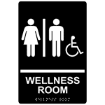 Black Braille Wellness Room Sign With Symbol