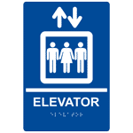 Blue ADA Braille Elevator Sign with Symbol