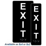 Vertical Black Acrylic Exit Sign with ADA Braille