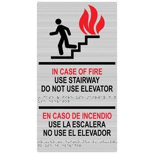 Braille elevator safety sign