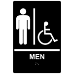 Black Braille Accessible Men's Restroom Sign