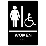 Black Braille Accessible Women's Restroom Sign
