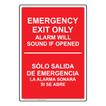 Red Emergency Exit Only Sign with English + Spanish