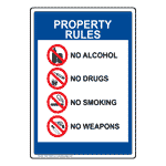 Property Rules No Alcohol, Drugs, Smoking, Weapons