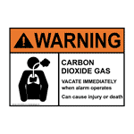 ANSI Warning Carbon Dioxide Gas Vacate Immediately Sign
