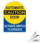 Yellow Automatic Door Activate Switch Sticker