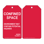 Red Confined Space NIOSH Class A Hazards Tag