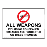 All Weapons Prohibited Sign with No Guns symbol