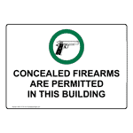 Concealed Firearms Permitted in Building sign with gun symbol