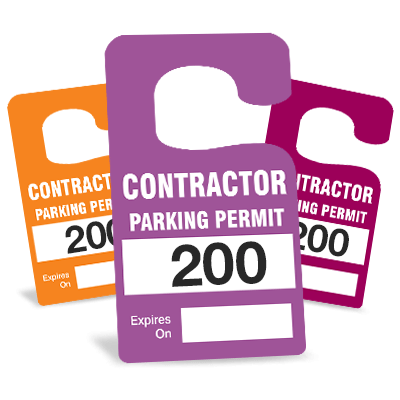 Contractor parking
    hang tags