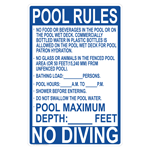 Florida Pool Rules Sign - No Diving