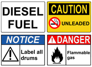 Fuel Safety Signs and a Tank Truck