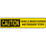 Yellow Caution Vehicle Makes Sudden and Frequent Stops Sticker