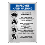 Blue and Gray Employee Hand Washing Instructions Sign