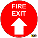 Red Fire Exit Floor Sign With Arrow