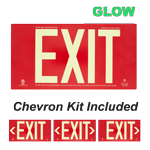 Red Glow-in-Dark Exit Sign with Arrows