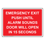 Red Emergency Exit Sign Push Until Alarm Sounds