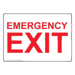 White Emergency Exit Sign with Red Letters