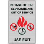 Silver In Case Of Fire Use Exit Fire Safety Sign