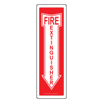 Red and White Vertical Fire Extinguisher Sign with Arrow