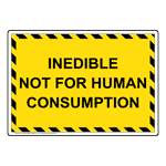 Yellow Inedible Not For Human Consumption Kitchen Safety Sign