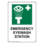 Portrait Emergency Eyewash Station Sign With Symbol