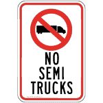 No Semi Trucks Reflective Sign with Symbol
