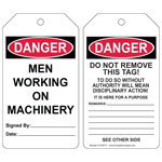 OSHA Danger Men Working On Machinery Tag