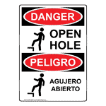 OSHA Danger Open Hole English - Spanish Sign