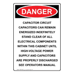 Danger Capacitor Circuit Can Remain Energized Sign