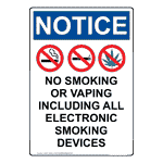 NOTICE No Smoking Or Vaping Sign With Symbol