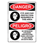 OSHA Danger Ear and Eye Protection Required Sign with Symbol