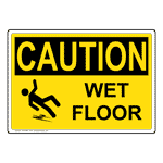 Yellow OSHA Caution Wet Floor Sign with Symbol