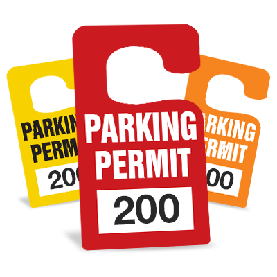 Parking permit parking
    hang tags