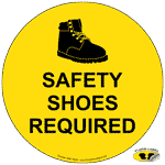 Yellow and Black Safety Shoes Required Floor Label