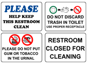 Restroom - Rules and Cleaning Signs