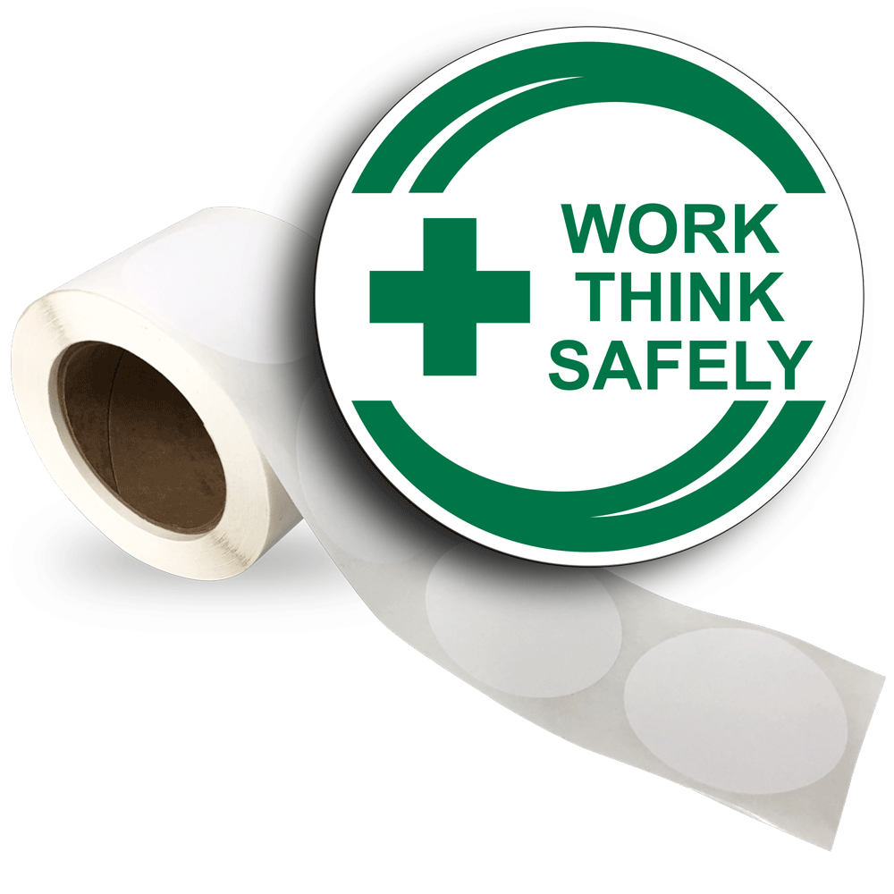 WORK THINK SAFELY ROLL LABEL WITH SYMBOL