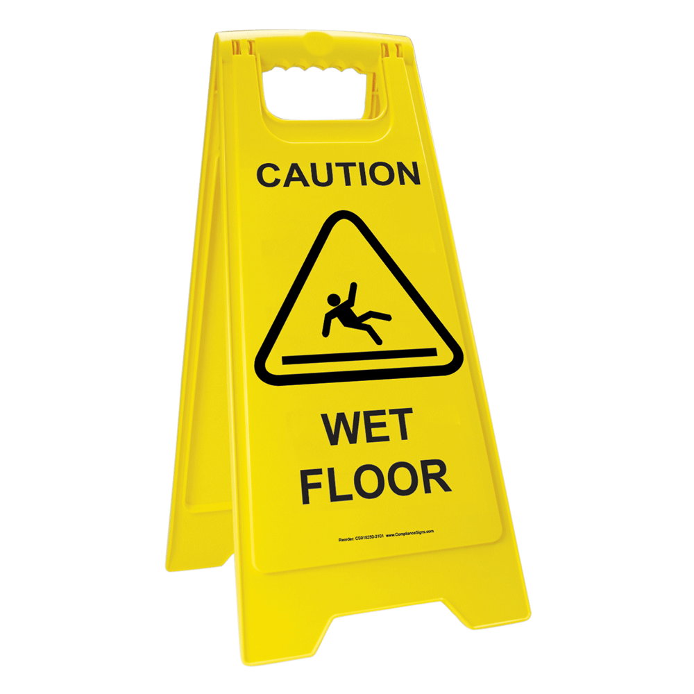 Yellow Caution Wet Floor Folding Floor Sign with Symbol