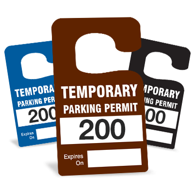 Temporary parking
    hang tags