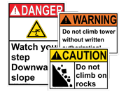 ANSI tip hazard signs