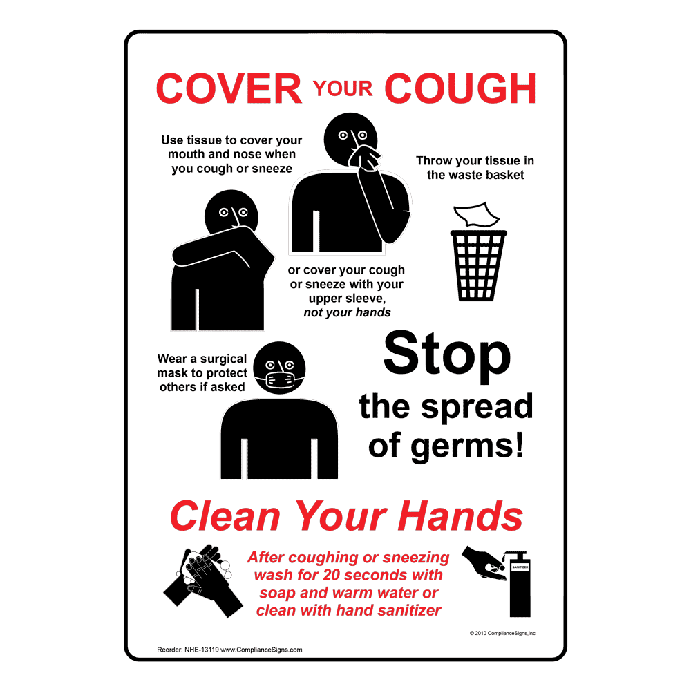 Sign with information on how to stop the spread of germs