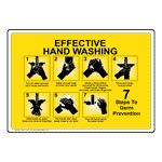 Yellow Handwashing Instructions Sign