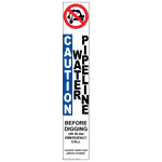 White and Blue Caution Buried Water Pipeline Label
