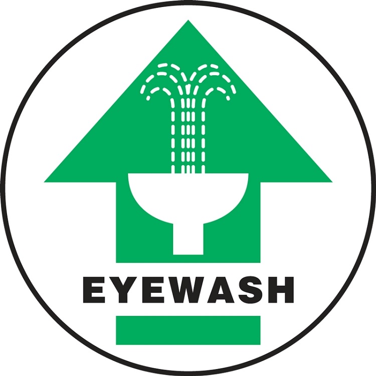 Green and White Eyewash Floor Label with Eyewash Symbol