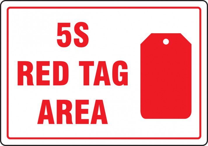 5S Red Tag Area Sign with Tag Symbol