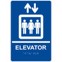 Blue ADA Braille ELEVATOR Sign with Symbol RRE-685_White_on_Blue