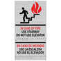 Brushed Silver ADA Braille IN CASE OF FIRE USE STAIRWAY English + Spanish Sign RRB-265_MULTI_Black_on_BrushedSilver