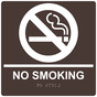 Square Dark Brown ADA Braille NO SMOKING Sign - RRE-195-99_White_on_DarkBrown