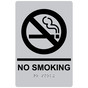 Silver ADA Braille NO SMOKING Sign with Symbol RRE-195_Black_on_Silver