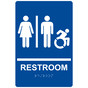 Blue Braille RESTROOM Sign with Dynamic Accessibility Symbol RRE-120R_White_on_Blue